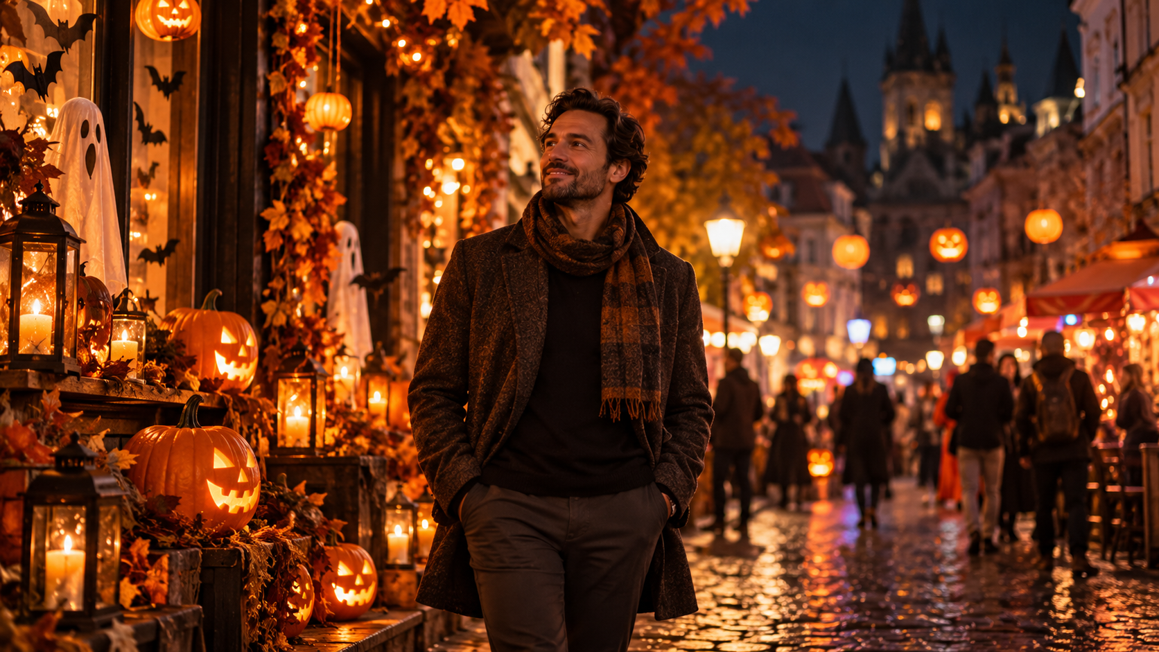 Paseo otoñal entre calabazas y luces